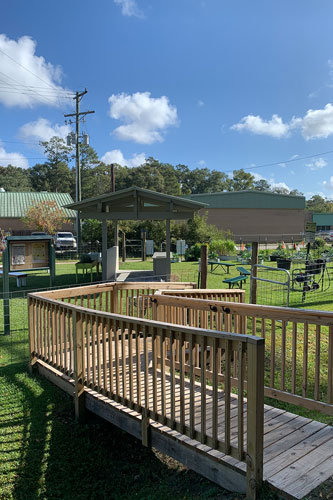 bridge built by boy scouts in garden